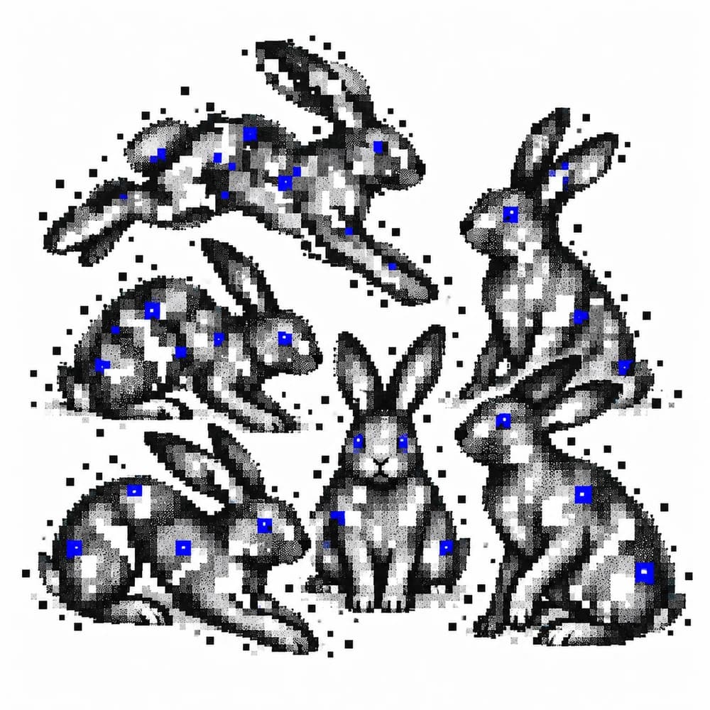 Pixel-art rabbits, the RA-BIT mark